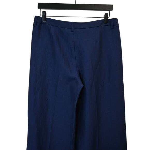 Moschino Cheap and Chic Wide Leg Pants Size 10 Blue Career Wool Linen Pleated - Picture 5 of 8